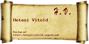 Hetesi Vitold névjegykártya